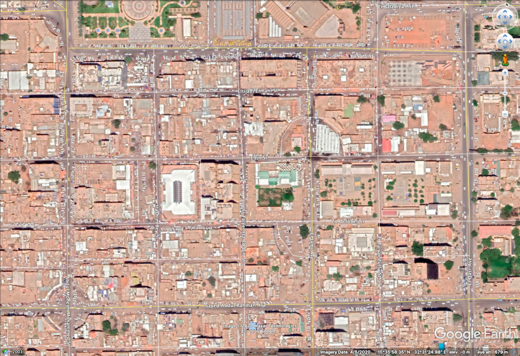 Image showing Khartoum, Sudan. Built-in labels against Google Maps hybrid labels
