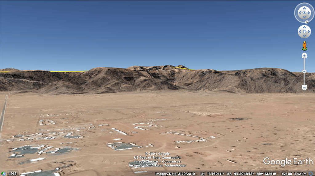 Map showing Google Earth on the left, PeakVisor on the right