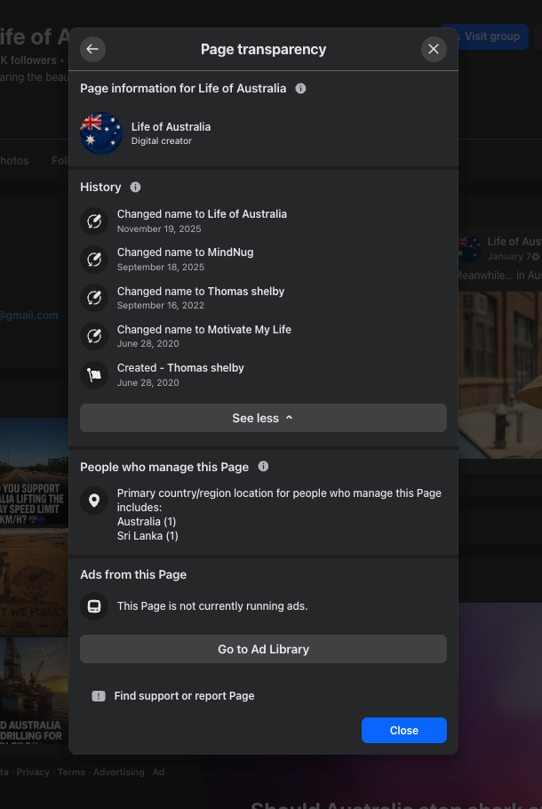Screenshot showing Manager locations, and the page history (2 of 2)