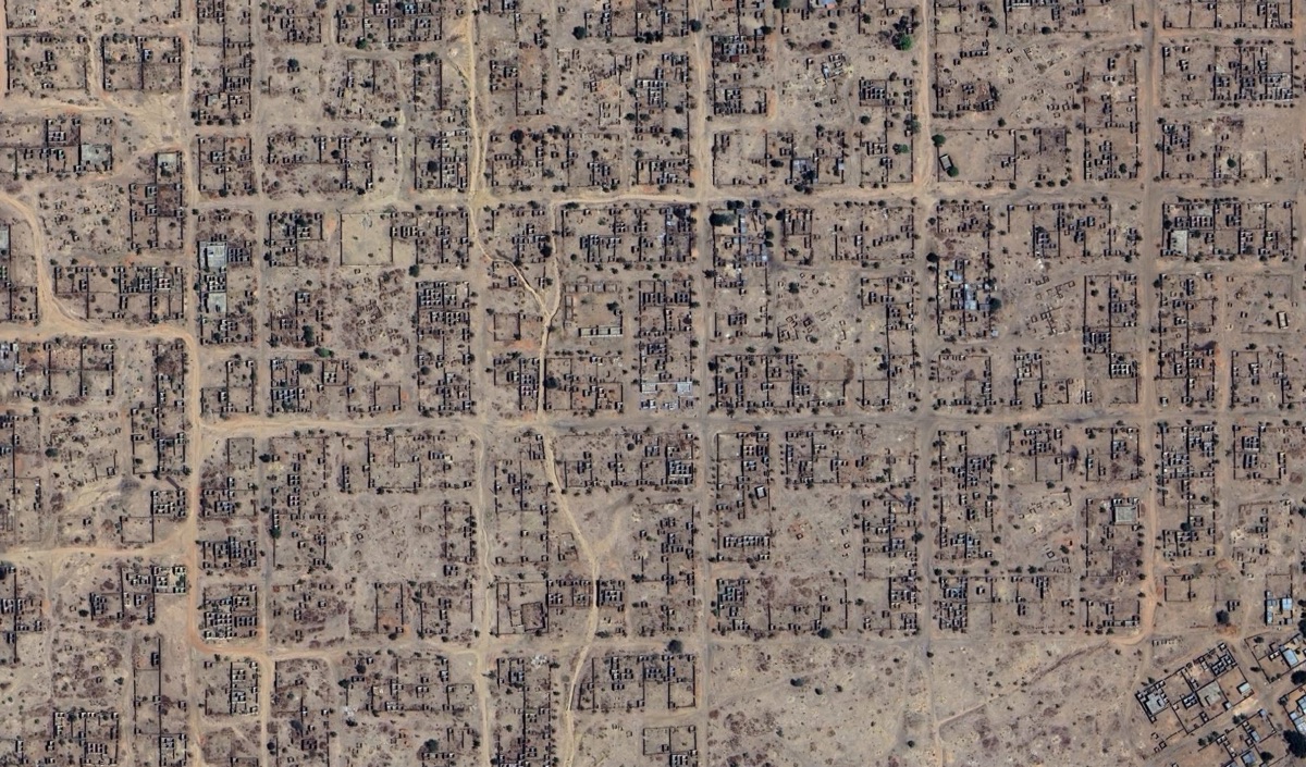 Satellite view of a settlement in Sudan